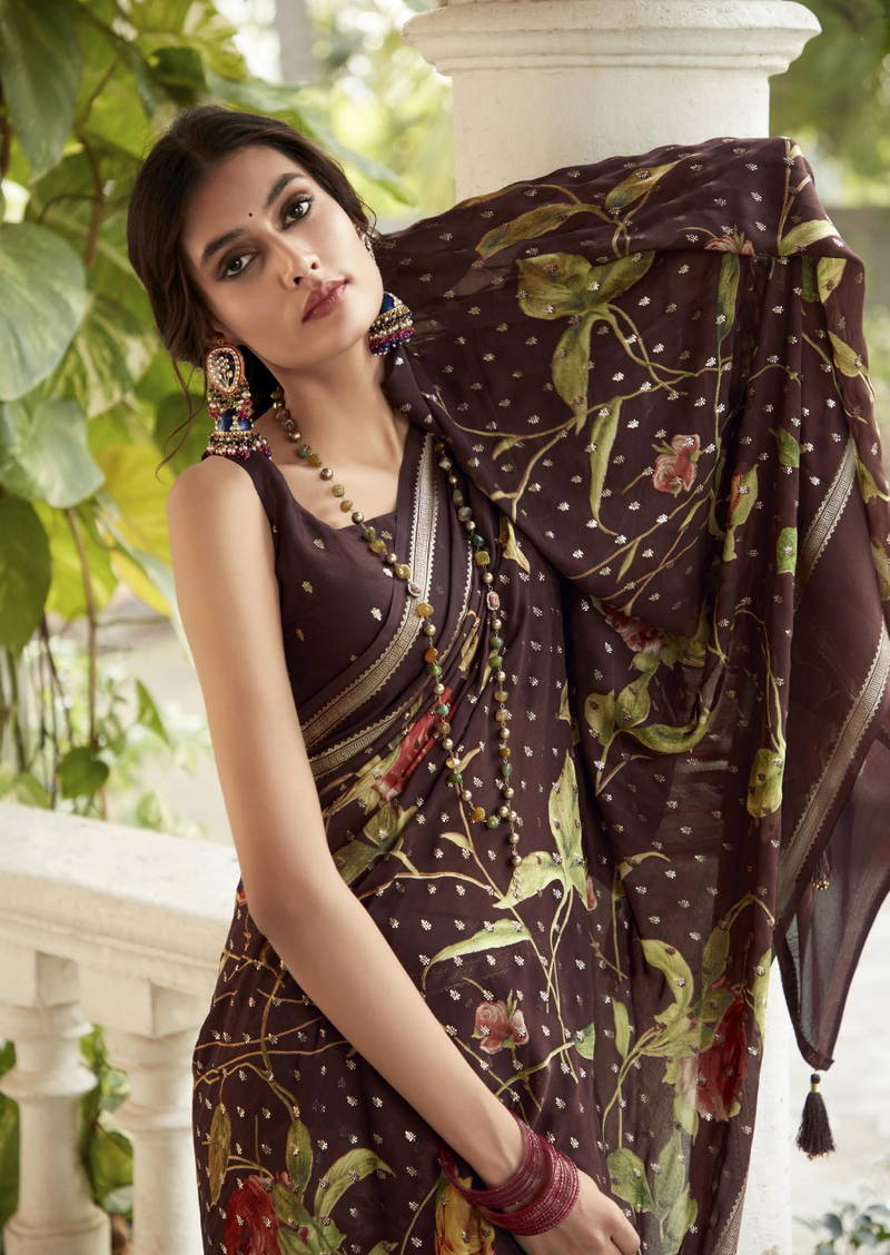 Ajnabee Vol 2 By Kashvi Dull Moss Foil Printed Sarees Wholesale Market In Surat